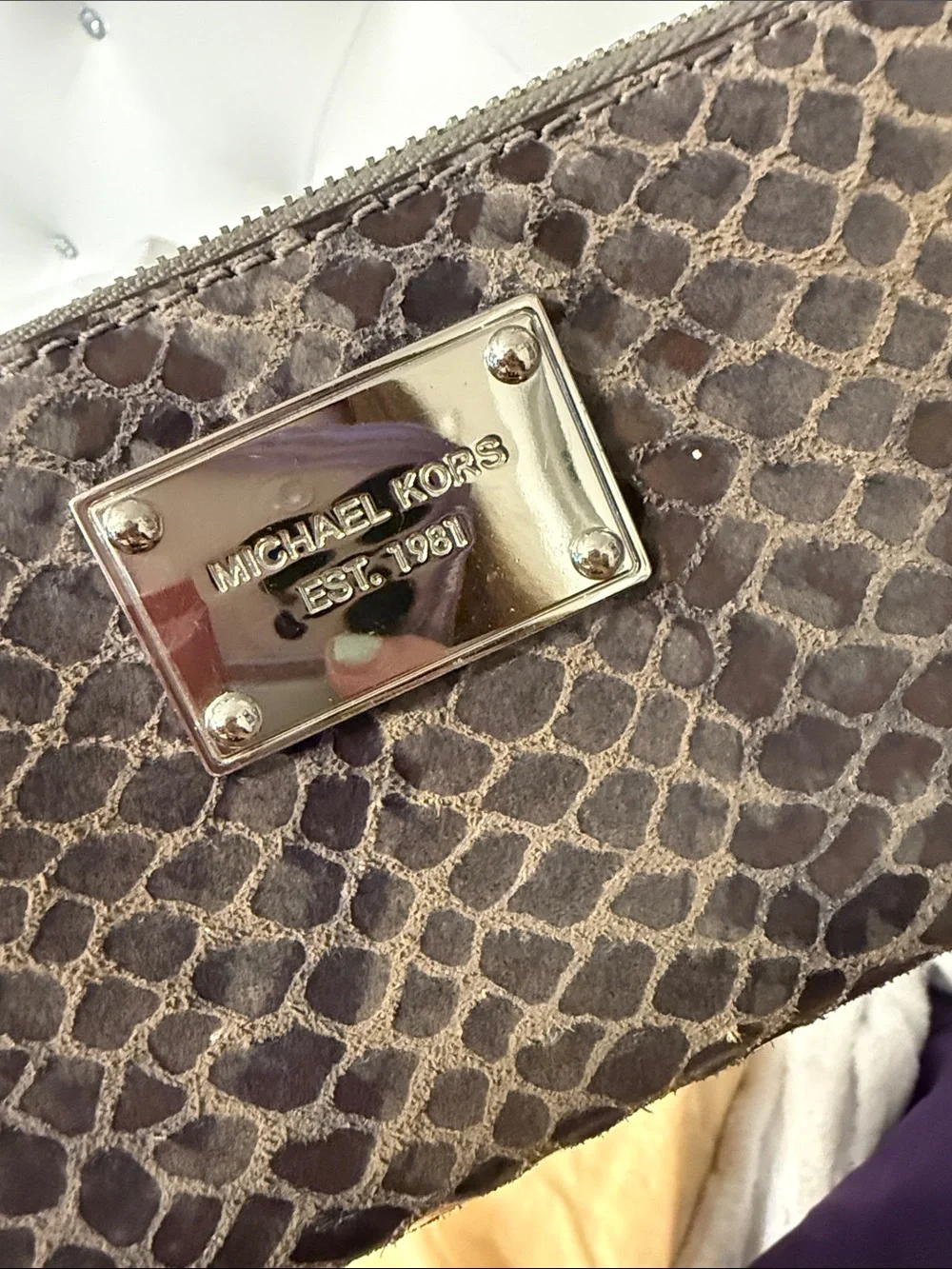 Michael Kors Charcoal Snake-Print Zip Around Wallet